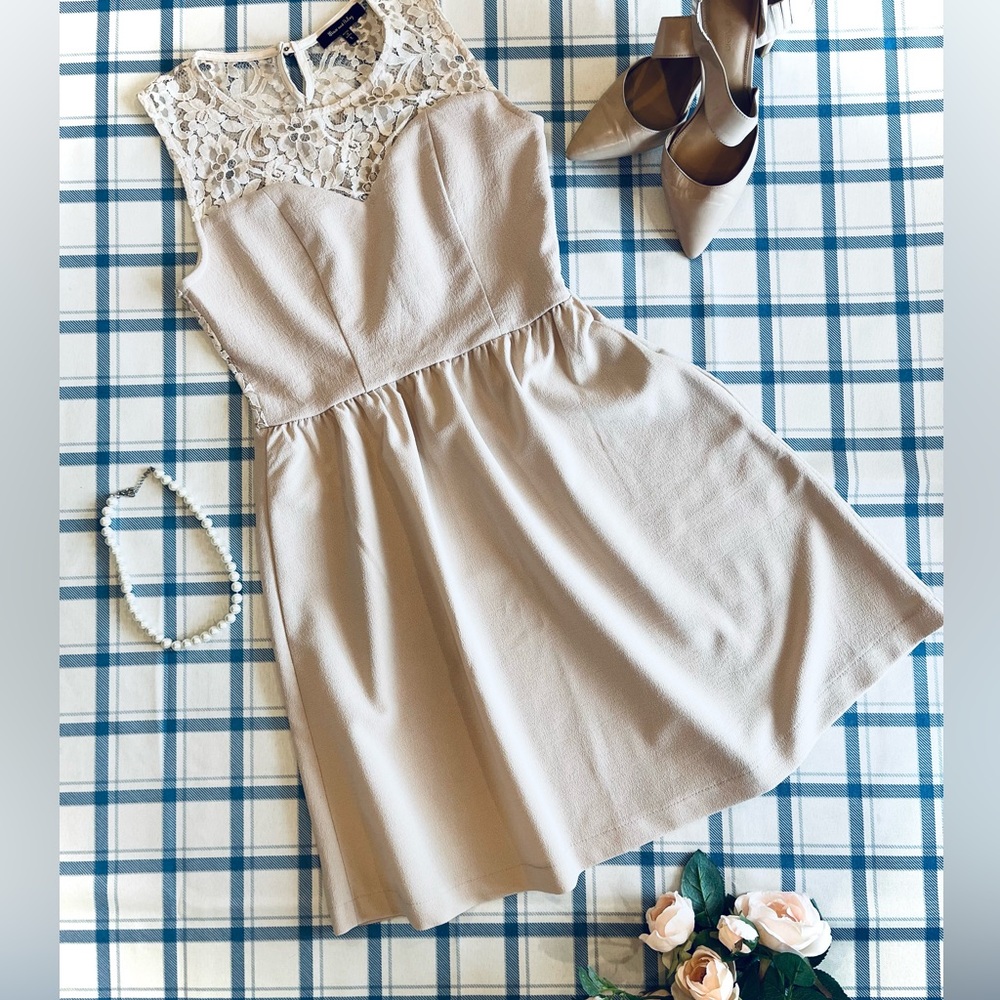 Max and Riley Beige Lace Dress